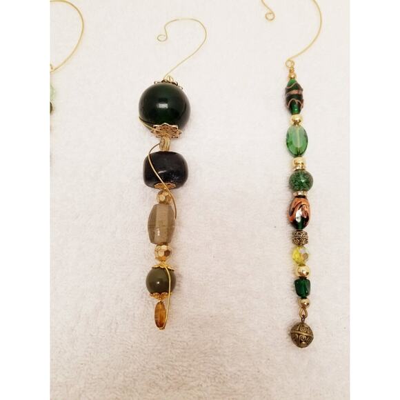 Four green and gold Christmas icicle ornaments c7 - Picture 5 of 9